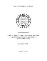 ZNAČAJ NAPUTKA KAO POSEBNOG AKTA NA PRIMJERU MINISTARSTVA ZDRAVSTVA I SOCIJALNE SKRBI