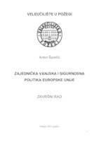 ZAJEDNIČKA VANJSKA I SIGURNOSNA POLITIKA EUROPSKE UNIJE