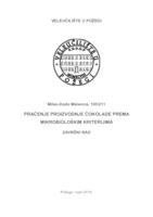 PRAĆENJE PROIZVODNJE ČOKOLADE PREMA MIKROBIOLOŠKIM KRITERIJIMA