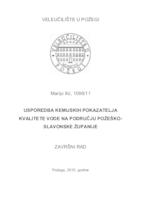 USPOREDBA KEMIJSKIH POKAZATELJA KVALITETE VODE NA PODRUČJU POŽEŠKO-SLAVONSKE ŽUPANIJE