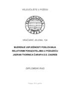 MJERENJE USPJEŠNOSTI POSLOVANJA RELATIVNIM POKAZATELJIMA U PODUZEĆU JADRAN TVORNICA ČARAPA D.D. ZAGREB