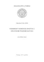 POSEBNOSTI DIONIČKOG DRUŠTVA U HRVATSKOM PRAVNOM SUSTAVU