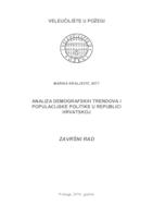 ANALIZA DEMOGRAFSKIH TRENDOVA I POPULACIJSKE POLITIKE U REPUBLICI HRVATSKOJ