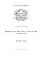 KOMPARATIVNA ANALIZA RAZLIČITIH OBLIKA FINANCIRANJA