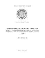 PRIMJENA ANALITIČKIH METODA U PRAĆENJU FIZIKALNO-KEMIJSKIH PARAMETARA KAKVOĆE VODE