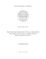 PRAĆENJE KONTROLNIH TOČAKA I KRITIČNIH KONTROLNIH TOČAKA U PROIZVODNJI BEZALKOHOLNIH PIĆA