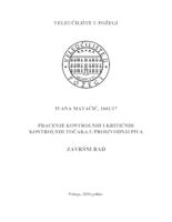 PRAĆENJE KONTROLNIH TOČAKA I KRITIČNIH KONTROLNIH TOČAKA U PROIZVODNJI PIVA