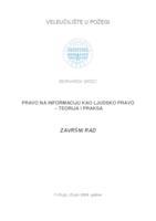 PRAVO NA INFORMACIJU KAO LJUDSKO PRAVO - TEORIJA I PRAKSA