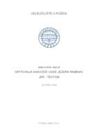 ISPITIVANJA KAKVOĆE VODE JEZERA RAMINAC JAR-TESTOM