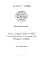 ANALIZA DRUŠTVENO ODGOVORNOG POSLOVANJA U BANKARSKOM SEKTORU RH