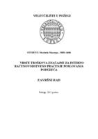 VRSTE TROŠKOVA  ZNAČAJNE ZA INTERNO RAČUNOVODSTVENO PRAĆENJE POSLOVANJA PODUZEĆA