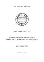 MATEMATIČKI MODEL ABC METODE U UPRAVLJANJU TROŠKOVIMA MALIH PODUZEĆA