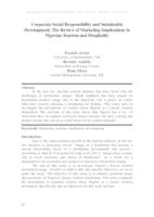 Corporate Social Responsibility and Sustainable Development: The Review of Marketing Implications ın Tourism and Hospitality