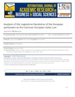 prikaz prve stranice dokumenta Analysis of the Legislative Resolution of the European parliamenton the Common European Sales Law