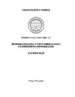prikaz prve stranice dokumenta DEMOKRATIZACIJA: UVJETI ODRŽAVANJA I UNAPRIJEĐENJA DEMOKRACIJE