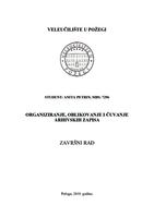 prikaz prve stranice dokumenta ORGANIZIRANJE, OBLIKOVANJE I ČUVANJE ARHIVSKIH ZAPISA