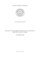 prikaz prve stranice dokumenta ANALIZA FINANCIJSKOG POSLOVANJA BANAKA U REPUBLICI HRVATSKOJ