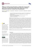 prikaz prve stranice dokumenta Influence of Processing Parameters on Phenolic Compounds and Color of Cabernet Sauvignon Red Wine Concentrates Obtained by Reverse Osmosis and Nanofiltration