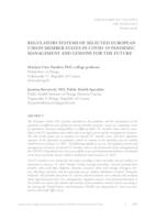 prikaz prve stranice dokumenta Regulatory Systems of Selected European Union Member States in Covid-19 Pandemic Management and Lessons for the Future