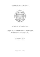 prikaz prve stranice dokumenta FINANCIRANJE RURALNOG TURIZMA U KONTEKSTU FONDOVA EU